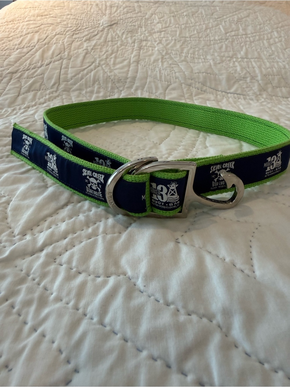 Green & Navy Kids Belt with Metal Buckle